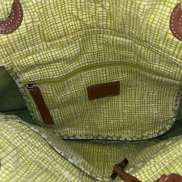 FOSSIL KEY PER TOTE Apple Green Coated Canvas Shoulder Bag Purse Handbag - NEW - Picture 8 of 12